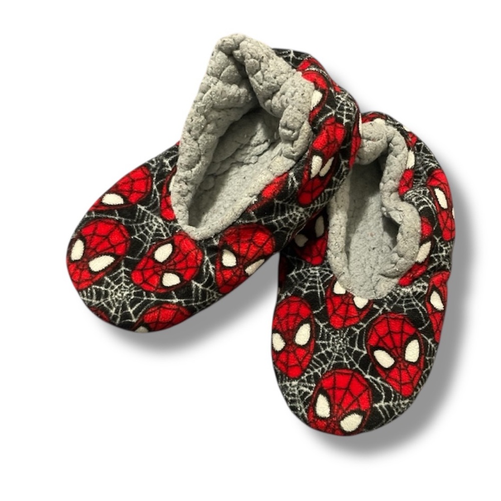 Spiderman Themed Kids Slip On Slippers Red and Gray